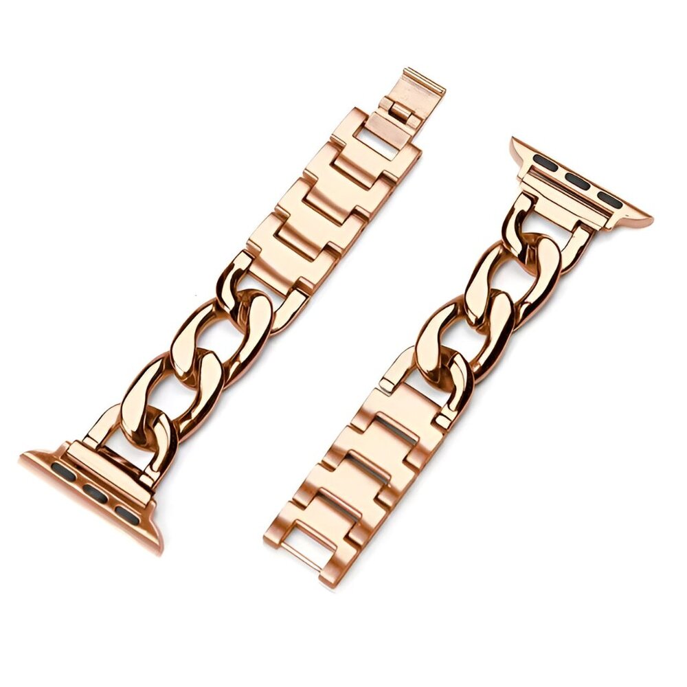 Stylish Metal Adjustable Strap Chain Stainless Band For Apple Watch - Rosegold - Picture 12 of 13